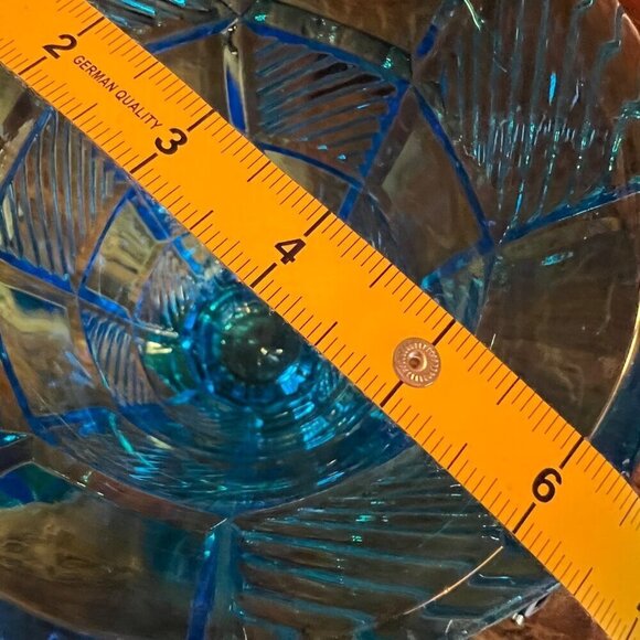 MCM Heavy Blue Glass Pedestal Vase - Picture 4 of 10